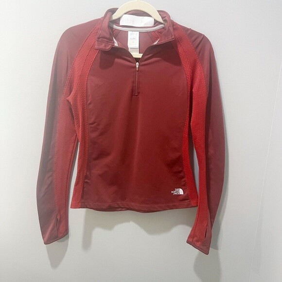 The North Face Womens Medium Red 1/4 Zip Flight Series Lightweight Fleece Jacket - Picture 2 of 15